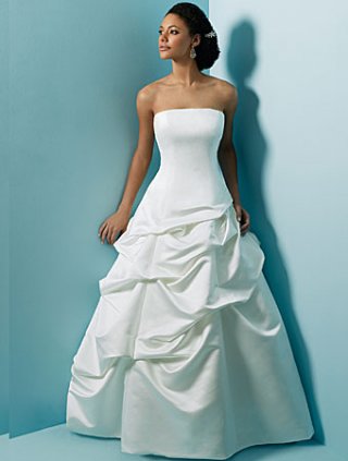 Princess Strapless Sweep Train Satin Wedding Dresses (SK0113)