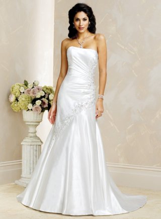 Sheath Strapless Satin Wedding Dresses (SK0111)