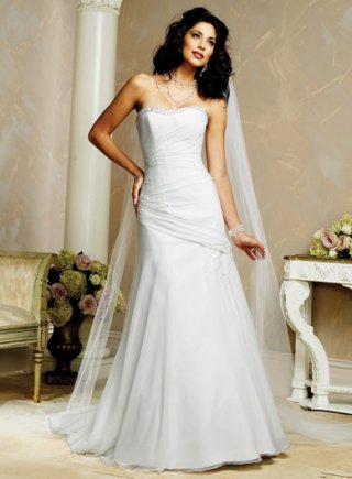 Slim A-line Strapless Chiffon Wedding Dresses (SK0100)