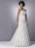 Slim A-line Strapless Satin Lace Wedding Dresses (SK0095)