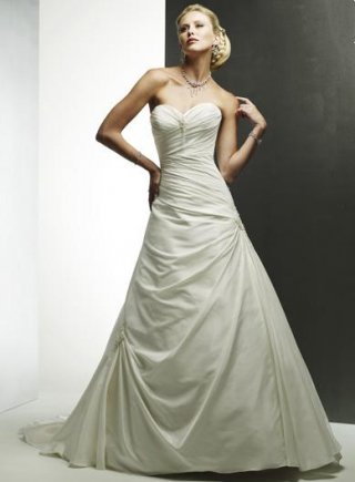 Slim A-line Strapless Sweetheart Chapel Train Taffeta Gowns (SK0087)
