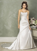 Slim A-line Strapless Satin Lace Wedding Dresses (SK0094)