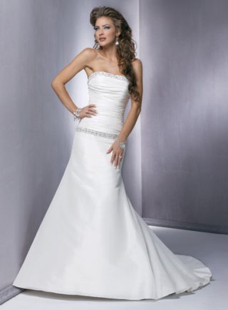 Slim A-line Strapless Taffeta Wedding Dresses (SK0075)
