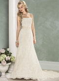 Slim A-line Strapless Satin Wedding Dresses (SK0090)