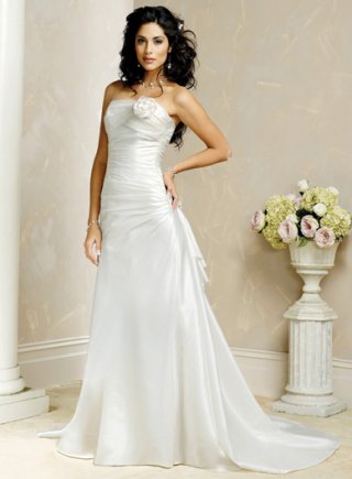 Slim A-line Strapless Taffeta Wedding Dresses (SK0074)