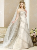 Slim A-line Strapless Sweetheart Satin Lace Wedding Dresses (SK0084)