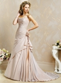 Slim A-line Strapless Scoop Taffeta Wedding Dresses (SK0089)