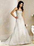 Slim A-line Strapless Sweetheart Satin Wedding Dresses (SK0081)