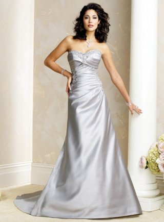 Slim A-line Strapless Sweetheart Satin Wedding Dresses (SK0080)