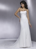 Slim line Strapless Chiffon Lace Wedding Dresses (SK0071)