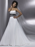 Slim Strapless A-line Chapel Train Chiffon Wedding Dresses (SK0068)