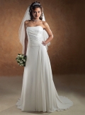 Slim-line Strapless Sweep Train Chiffon Wedding Dresses (SK0057)