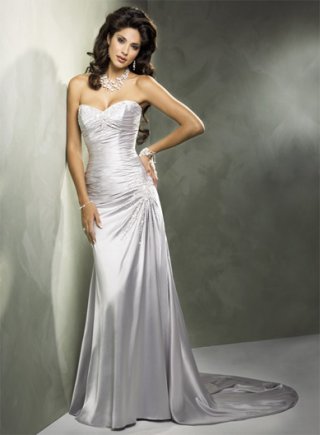Slim line Strapless Sweetheart Satin Wedding Dresses (SK0069)