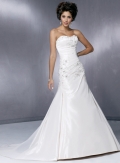 Slim Strapless A-line Chapel Train Taffeta Wedding Dresses (SK0066)