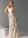 Slim-line Strapless Sweep Train Satin Wedding Dresses (SK0051)