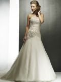 Strapless A-line Chapel Train Organza Wedding Dresses (SK0041)