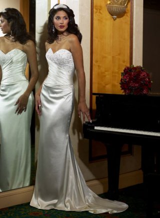 Slim-line Strapless Sweetheart Satin Wedding Dresses (SK0049)
