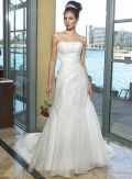 Strapless A-line Chapel Train Organza Wedding Dresses (SK0043)