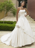 Strapless A-line Corset Back Taffeta Wedding Dresses (SK0019)