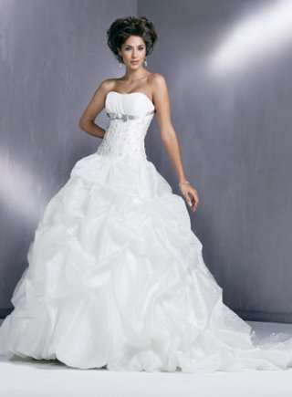 Strapless Ball Gown Style Organza Lace Wedding Dresses (SR0200)