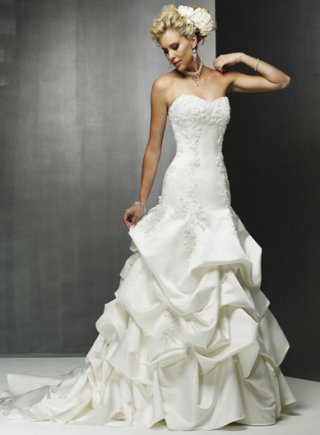 Strapless A-line Sweetheart Pick up skirt Satin Wedding Dresses (SK0008)