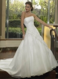 Strapless A-line Semi-cathedral Train Organza Wedding Dresses (SK0014)