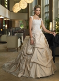 Strapless Cap Sleeve Taffeta Wedding Dresses with Pick up Skirt (SR0192)