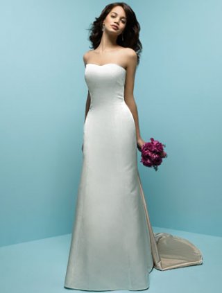 Strapless Detachable Chapel Train Satin Wedding Dresses (SR0185)