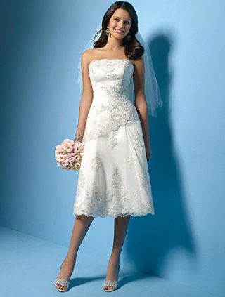 Strapless Mid-Length Satin Wedding Dresses (SR0178)