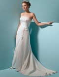 Strapless Dropped Waist Chapel Train Chiffon Wedding Dresses (SR0184)