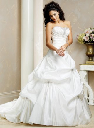 Strapless Pick up Skirt Taffeta Wedding Dresses (SR0174)