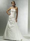 Strapless Slim A-line Chapel Train Taffeta Wedding Dresses (SR0164)