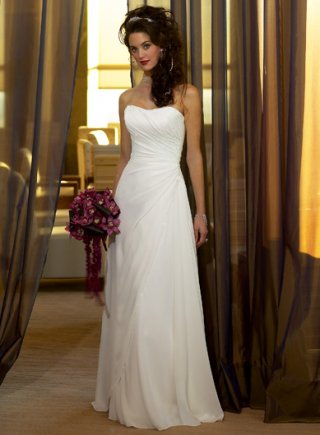 Strapless Slim A-line Chiffon Wedding Dresses (SR0160)