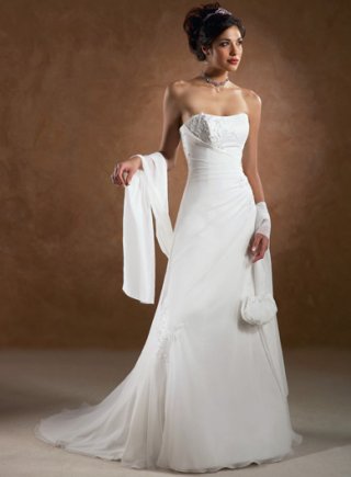Strapless Slim A-line Corset Back Chiffon Wedding Dresses (SR0159)