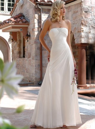 Strapless Slim A-line Corset Closure Chiffon Wedding Dresses (SR0158)