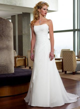 Strapless Slim A-line Chiffon Wedding Dresses (SR0161)