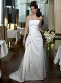Strapless Slim A-line Satin Wedding Dresses (SR0156)