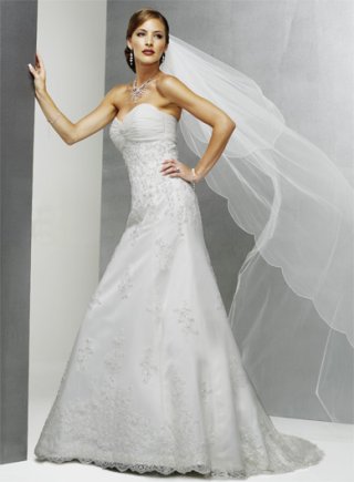 Strapless Slim A-line Sweetheart Sweep Train Satin Gowns (SR0149)