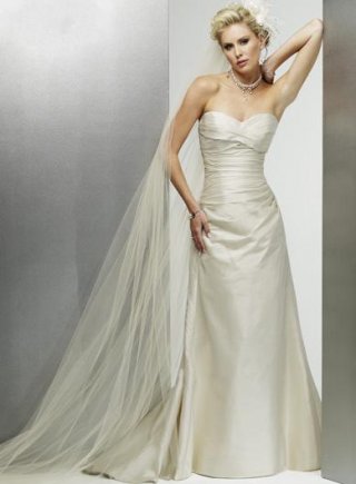 Strapless Slim A-line Sweetheart Sweep Train Taffeta Gowns (SR0147)