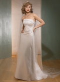 Strapless Sweep Train Satin Wedding Dresses (SR0135)