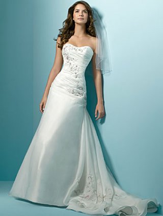 Strapless Sweetheart Chapel Train Satin Wedding Dresses (SR0129)