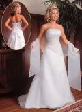Strapless Slim line Organza Over Satin Wedding Dresses (SR0143)