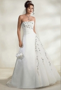 Strapless Tull Over Satin A-line Wedding Dresses (SR0116)