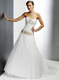 Strapless V-neck A-line Sweep Train Chiffon Wedding Dresses (SR0115)