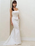 Trumpet Spaghetti Chapel Sweep Satin Wedding Dresses (SR0110)