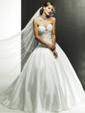 Two-piece Strapless Sweetheart Sweep Train Satin Wedding Dresses (SR0103)