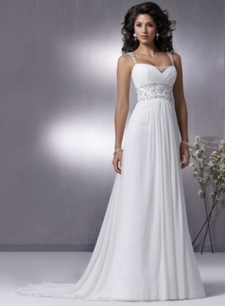 Slim line Cap Sleeve Sweetheart Chiffon Wedding Dresses (ST0175)