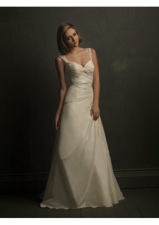 Taffeta Scoop A-line with delicate straps sweep train Wedding Dresses (BOTS1297)
