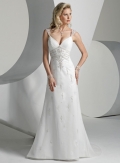 A-line Cap Sleeves Sweep Train Chiffon Wedding Dresses (SR0059)