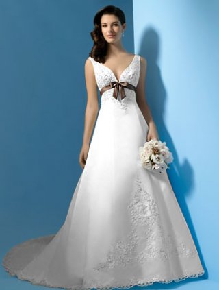 A line StrapsSemi-Cathedral Wedding Dress (SR0089)